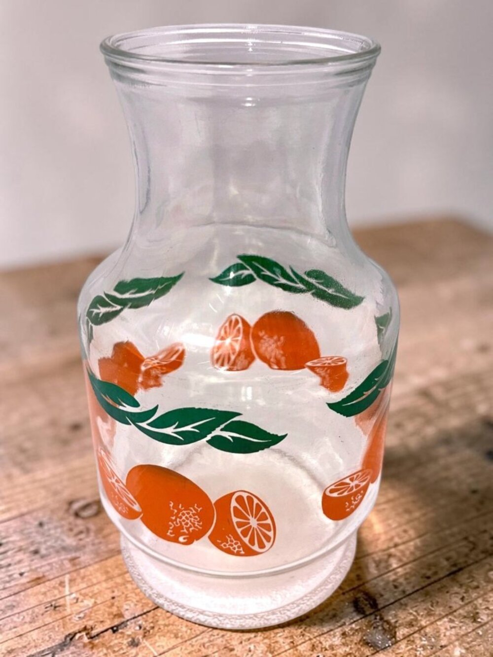 Vintage Anchor Hocking Orange Juice Glass Pitcher Carafe Citrus Jug 1950s 8.75"
